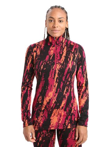 Women's Icebreaker Merino 250 Vertex Long Sleeve Half Zip Sedimentary Base Layers Cherry / Flash | CA 1113XYUF